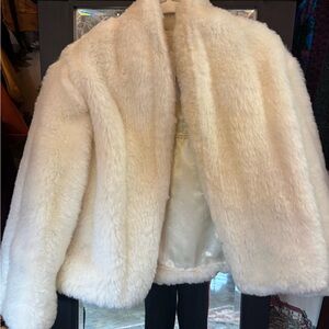 Source Unknown Cream Plush Faux Fur Jacket